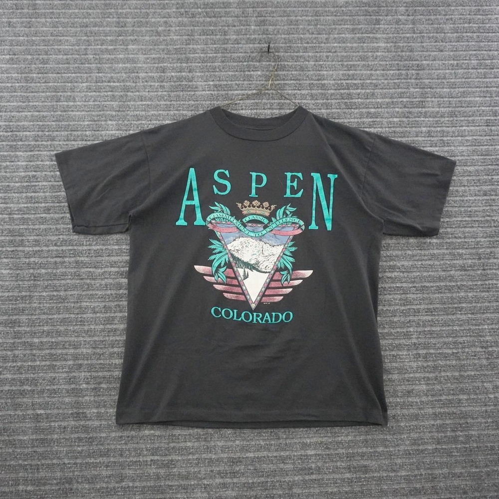 Vintage 90s Alore T-Shirt Men Large Black Aspen Colorado Souvenir Graphic Tee